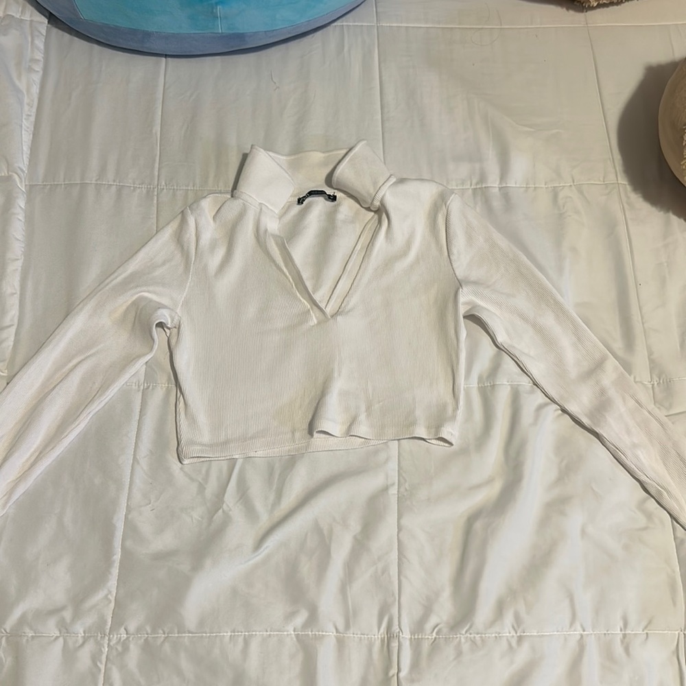 Zara white collar long sleeve 💗